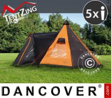Camping telt, TentZing® TeePee, 5 personer, oransje/mørkegrå