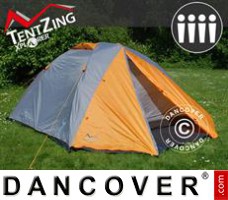 Camping telt, 4 personer, oransje/mørkegrå