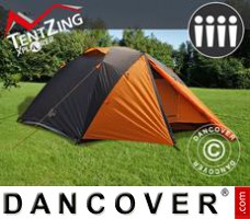 Camping telt, 4 personer, Oransje/Mørk grå